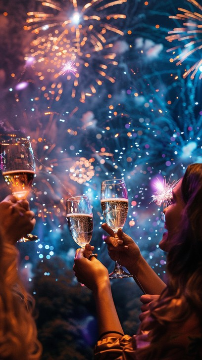 Brindis bajo fuegos artificiales